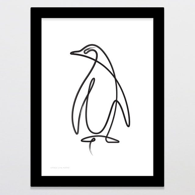 Glenn Jones Art Single Line Hoiho Art Print Art Print A4 / Black