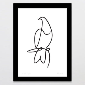 Glenn Jones Art Single Line Kereru Art Print Art Print A4 / Black