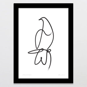 Glenn Jones Art Single Line Kereru Art Print Art Print A4 / Black