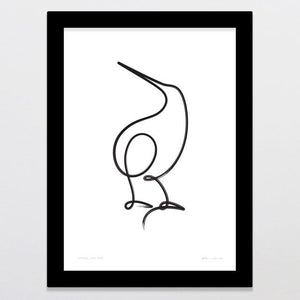 Glenn Jones Art Single Line Kiwi Art Print Art Print A4 / Black