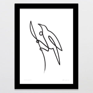 Glenn Jones Art Single Line Tui Art Print Art Print A4 / Black