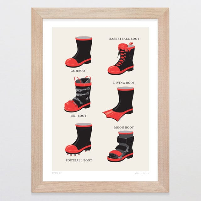 Glenn Jones Art Boots On Art Print Art Print A4 / Oak