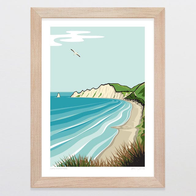 Glenn Jones Art Cape Kidnappers Art Print Art Print A4 / Oak