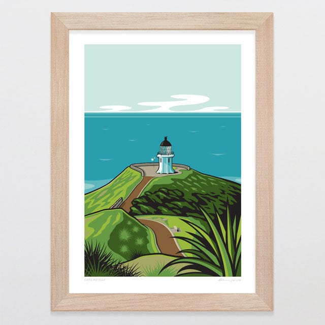 Glenn Jones Art Cape Reinga Art Print Art Print A4 / Oak