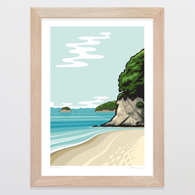 Glenn Jones Art Kaiteriteri Art Print Art Print A4 / Oak