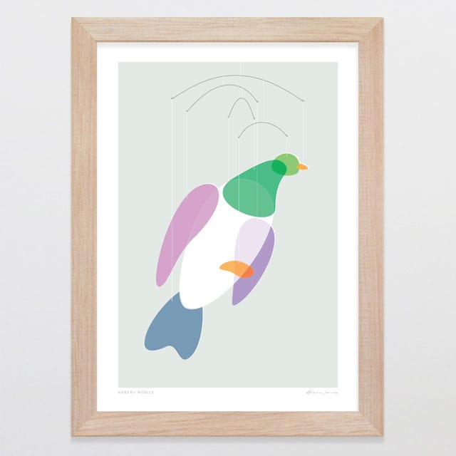 Glenn Jones Art Kereru Mobile Art Print Art Print A4 / Oak