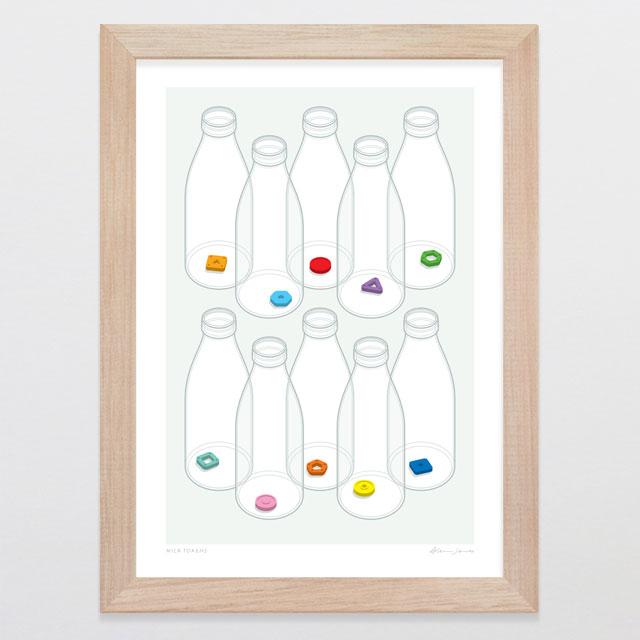 Glenn Jones Art Milk Tokens Art Print Art Print A4 / Oak