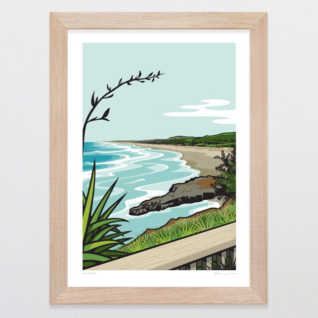 Glenn Jones Art Muriwai Art Print Art Print A4 / Oak