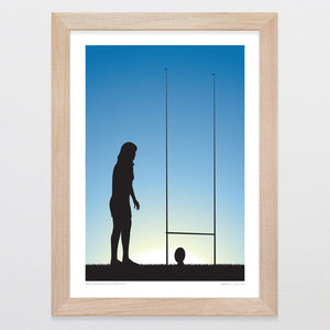 Glenn Jones Art Practice Makes Perfect - Rugby Girl Art Print Art Print A4 / Oak