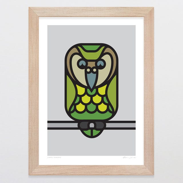 Glenn Jones Art Simply Kakapo Art Print Art Print A4 / Oak