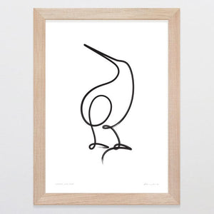 Glenn Jones Art Single Line Kiwi Art Print Art Print A4 / Oak