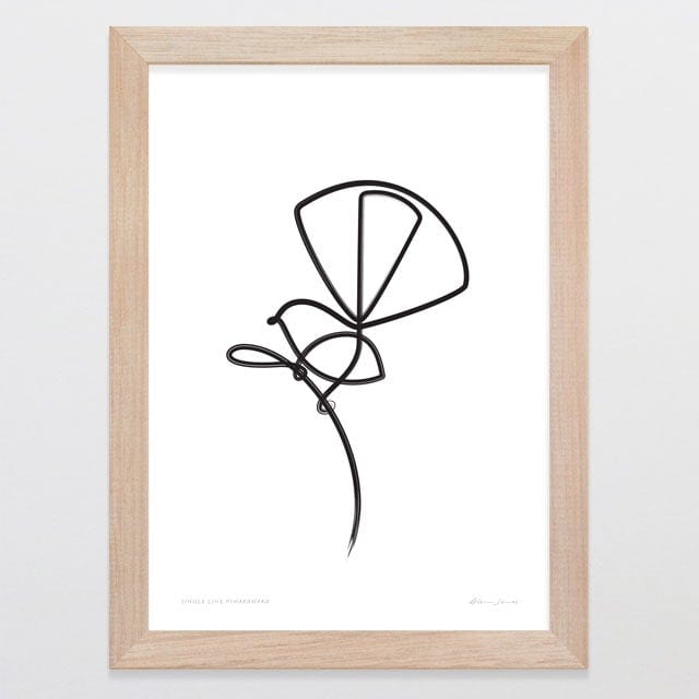 Glenn Jones Art Single Line Piwakawaka Art Print Art Print A4 / Oak