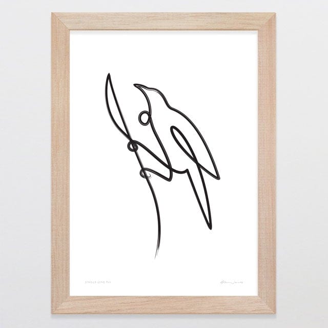 Glenn Jones Art Single Line Tui Art Print Art Print A4 / Oak