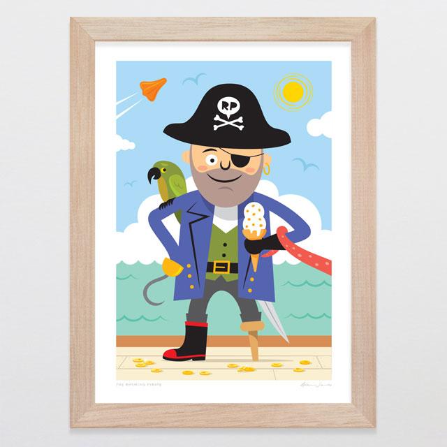 Glenn Jones Art The Rhyming Pirate Art Print Art Print A4 / Oak
