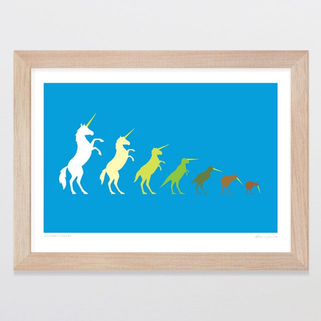 Glenn Jones Art Unicorn Theory Art Print Art Print A4 / Oak