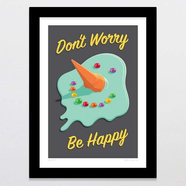 Glenn Jones Art Be Happy Art Print Art Print A4 Print / Black Frame