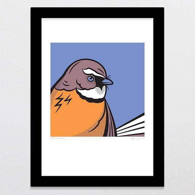 Glenn Jones Art Comic Fantail Art Print Art Print A4 Print / Black Frame