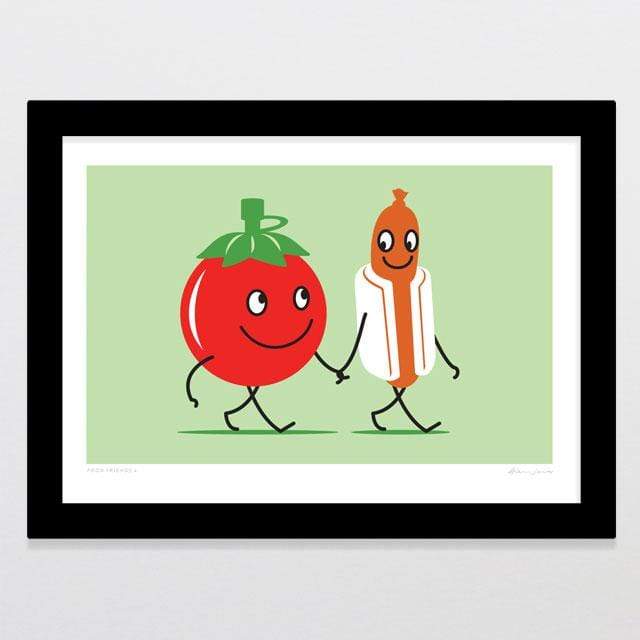 Glenn Jones Art Food Friends 2 Art Print Art Print A4 Print / Black Frame