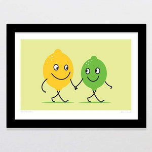 Glenn Jones Art Food Friends 5 Art Print Art Print A4 Print / Black Frame