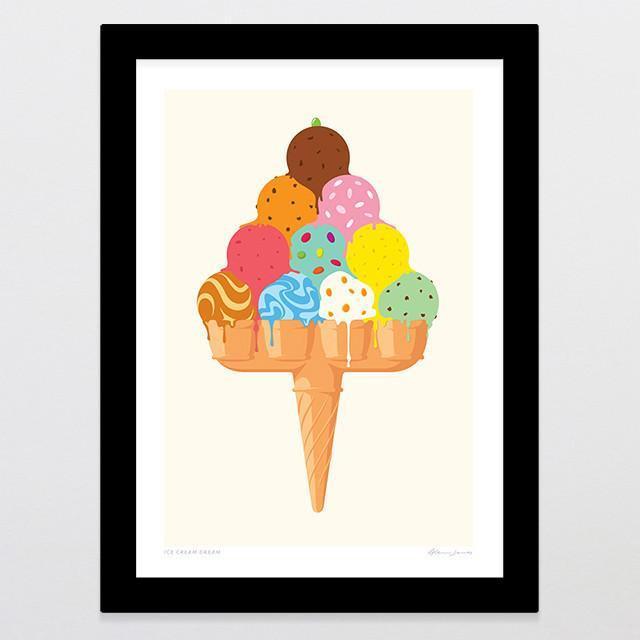 Glenn Jones Art Ice Cream Dream Art Print Art Print A4 Print / Black Frame