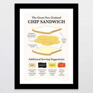 Glenn Jones Art Kiwi Cuisine Art Print Art Print A4 Print / Black Frame