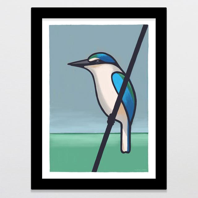 Kotare On A Wire Art Print-Glenn Jones Art