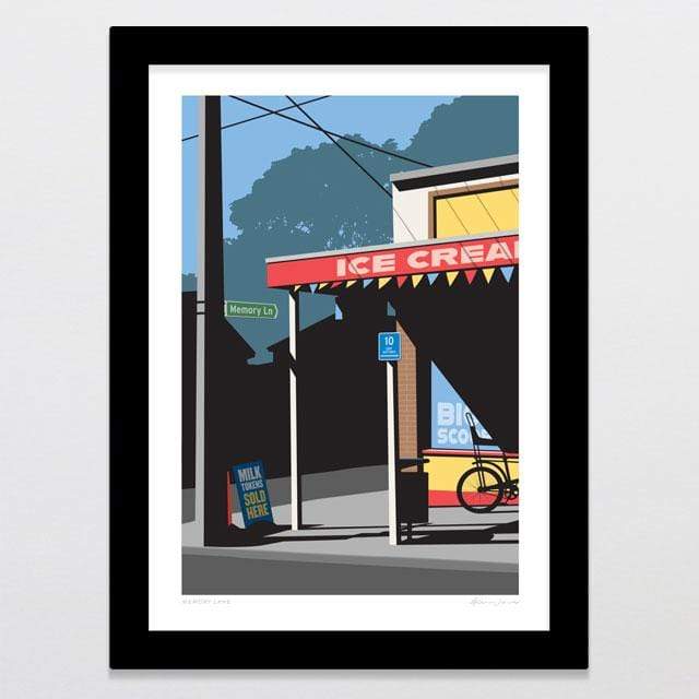 Glenn Jones Art Memory Lane Art Print Art Print A4 Print / Black Frame