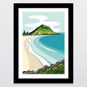 Glenn Jones Art Mount Maunganui Art Print Art Print A4 Print / Black Frame