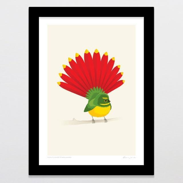 Pohutukawa Piwakawaka Art Print-Glenn Jones Art