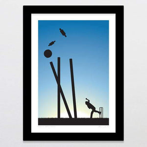 Glenn Jones Art Practice Makes Perfect - Cricket Art Print Art Print A4 Print / Black Frame