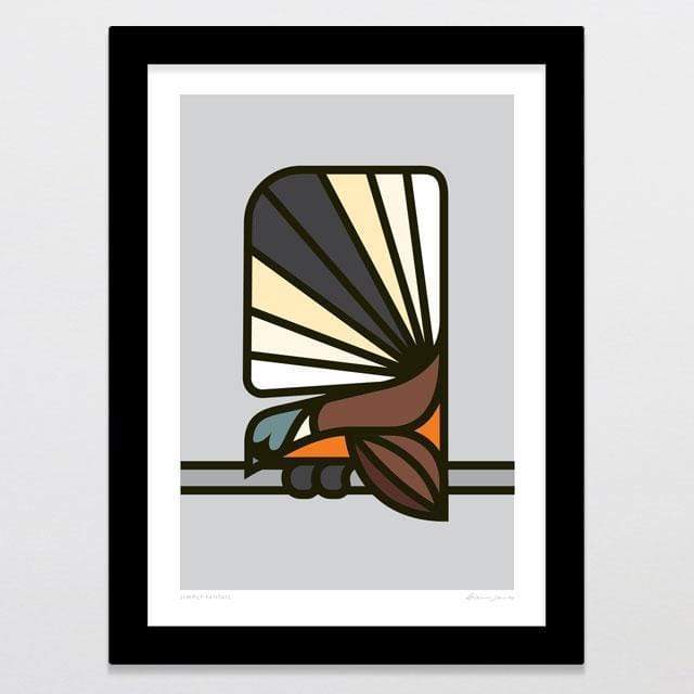 Glenn Jones Art Simply Fantail Art Print Art Print A4 Print / Black Frame