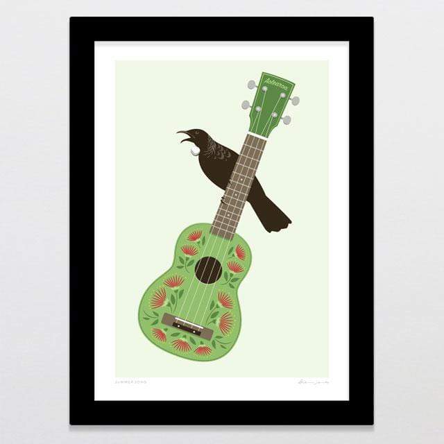 Glenn Jones Art Summer Song Art Print Art Print A4 Print / Black Frame