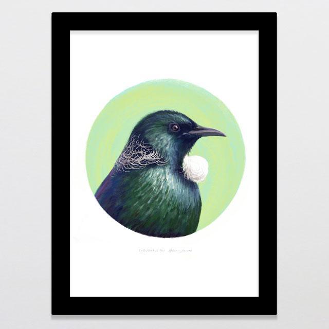 Thoughtful Tui Art Print-Glenn Jones Art