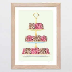 Glenn Jones Art Afternoon Tea Art Print Art Print A4 Print / Raw Oak Frame