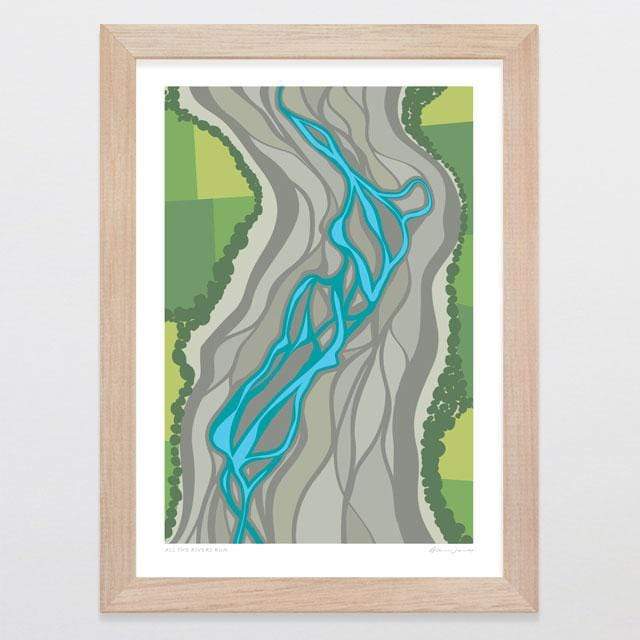 Glenn Jones Art All The Rivers Run Art Print Art Print A4 Print / Raw Oak Frame
