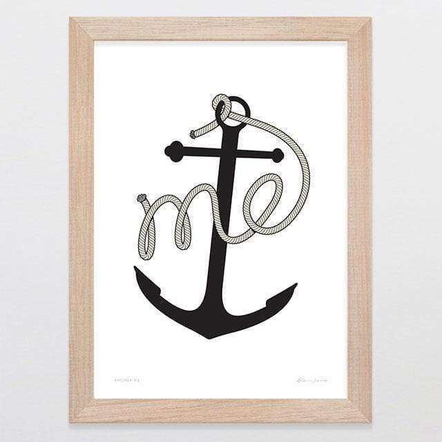 Glenn Jones Art Anchor Me Art Print Art Print A4 Print / Raw Oak Frame
