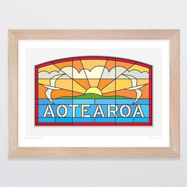 Glenn Jones Art Aotearoa Window Art Print Art Print A4 Print / Raw Oak Frame
