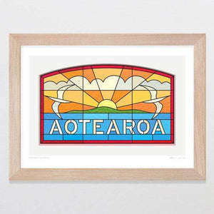 Glenn Jones Art Aotearoa Window Art Print Art Print A4 Print / Raw Oak Frame