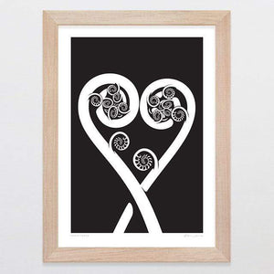Glenn Jones Art Aroha Ferns Art Print Art Print A4 Print / Raw Oak Frame
