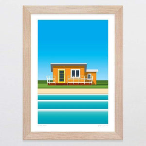 Glenn Jones Art At The Bach Art Print Art Print A4 Print / Raw Oak Frame