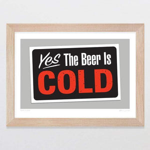 Glenn Jones Art Beer Is Cold Art Print Art Print A4 Print / Raw Oak Frame