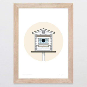 Glenn Jones Art Birdhouse Bungalow Art Print Art Print A4 Print / Raw Oak Frame