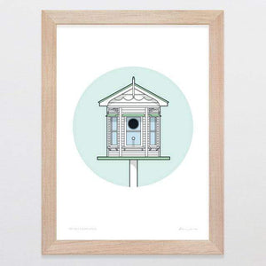 Glenn Jones Art Birdhouse Villa Art Print Art Print A4 Print / Raw Oak Frame
