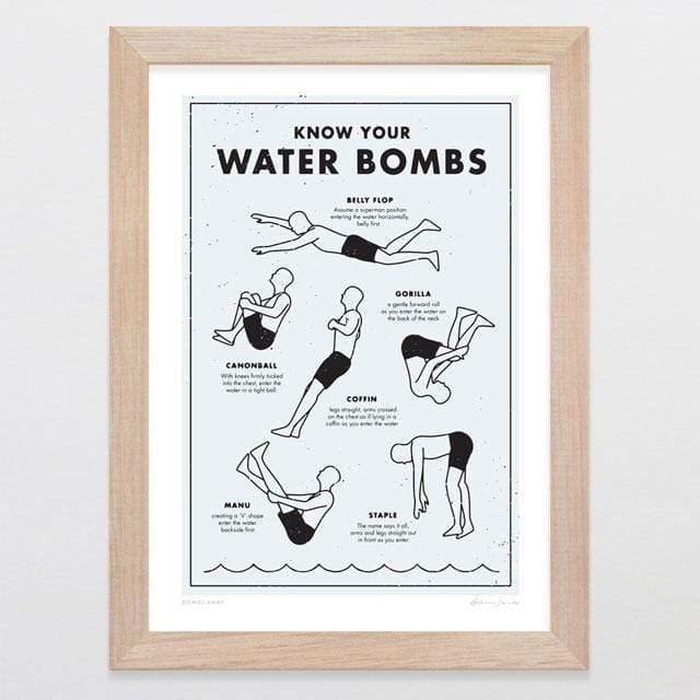 Glenn Jones Art Bombs Away Art Print Art Print A4 Print / Raw Oak Frame