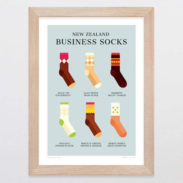 Glenn Jones Art Business Time Art Print Art Print A4 Print / Raw Oak Frame