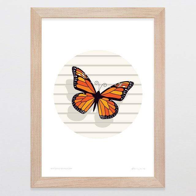 Glenn Jones Art Butterfly Bungalow Art Print Art Print A4 Print / Raw Oak Frame