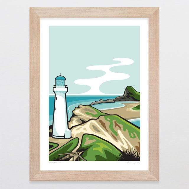 Glenn Jones Art Castlepoint Art Print Art Print A4 Print / Raw Oak Frame