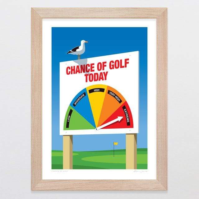 Glenn Jones Art Chance Of Golf Art Print Art Print A4 Print / Raw Oak Frame