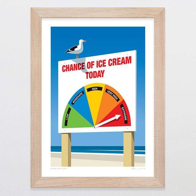 Glenn Jones Art Chance Of Ice Cream Art Print Art Print A4 Print / Raw Oak Frame