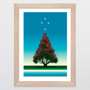 Glenn Jones Art Christmas Tree Art Print Art Print A4 Print / Raw Oak Frame